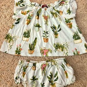 Milkbarn Green botanical infant Matching Set 3-6 month